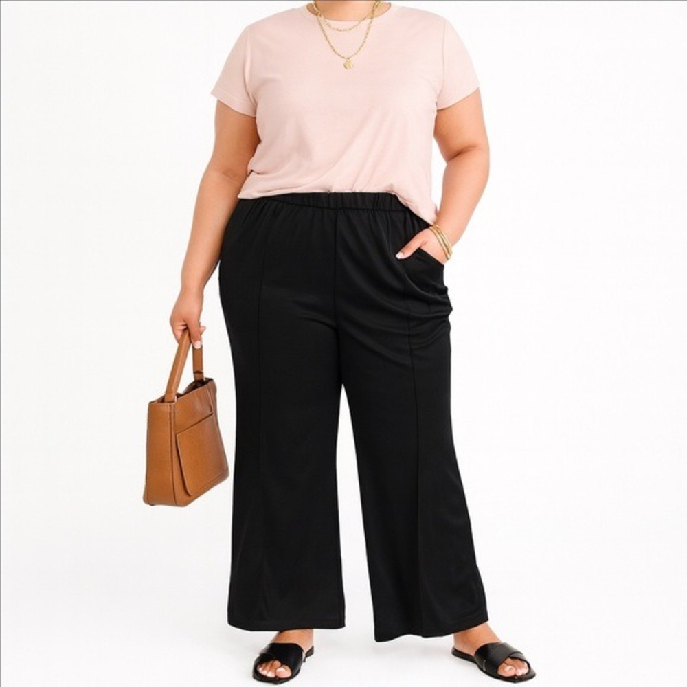 Extro & Vert‎ Black Wide Leg Pull On Pants Women's XXL Plus Size Trousers 18/20